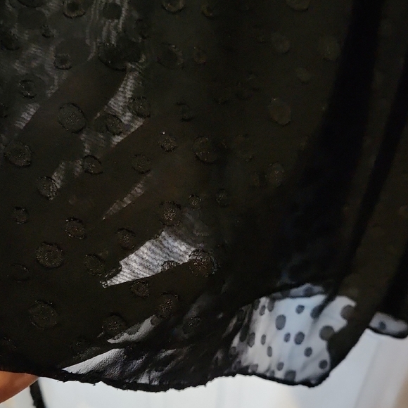 Libra Black Sheer Polka Dot Blouse Or Cover Up Sz - Picture 7 of 12